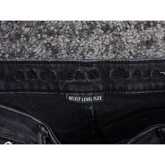 American Eagle Jeans Mens 33x34 Black  Slim Fit Distressed Stretch Denim Preppy - Picture 4 of 15